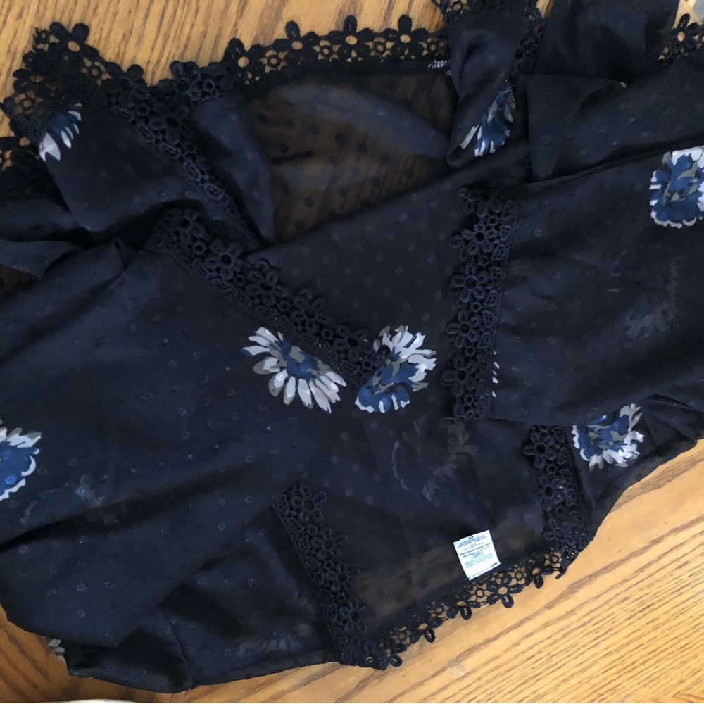 Black lace sheer kimono